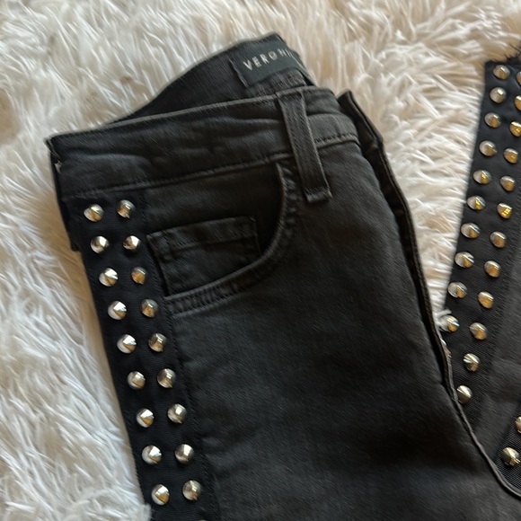 Veronica Beard Carolyn Black Studded Festival Rock Denim jeans women size 24 - Picture 3 of 8